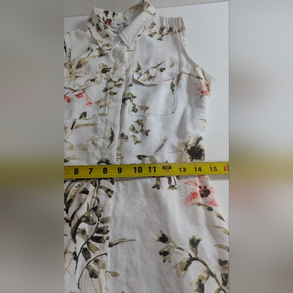 White House Black Market Floral Sleeveless Button Front Dress Size 4 White - Picture 8 of 13